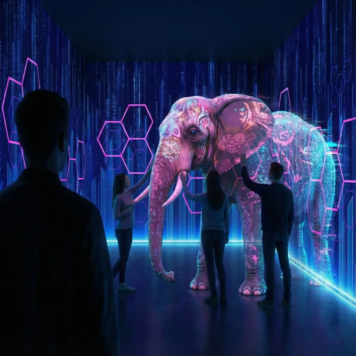 Verse Immersive AR experience showing holographic worlds around guests at Mind Bender Jacksonville Beach