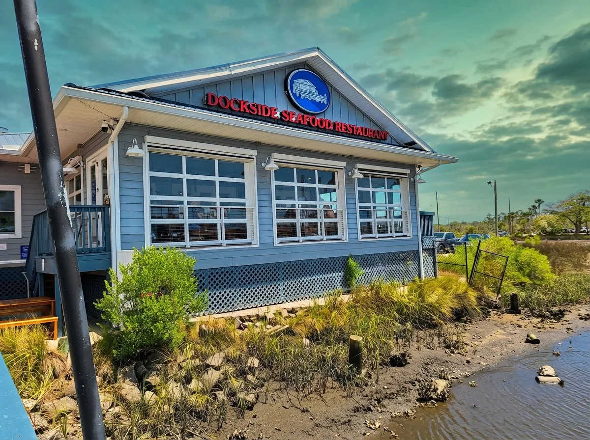 Dockside Seafood Restaurant exterior on the Intracoastal Waterway in Jacksonville Beach