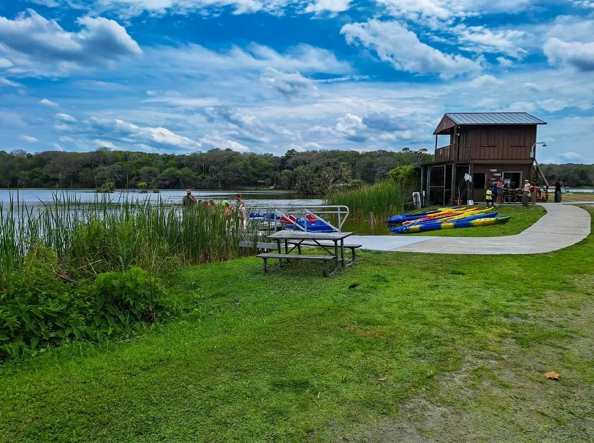 Kayak and paddleboat rentals at the freshwater lake at Kathryn Abbey Hanna Park Jacksonville