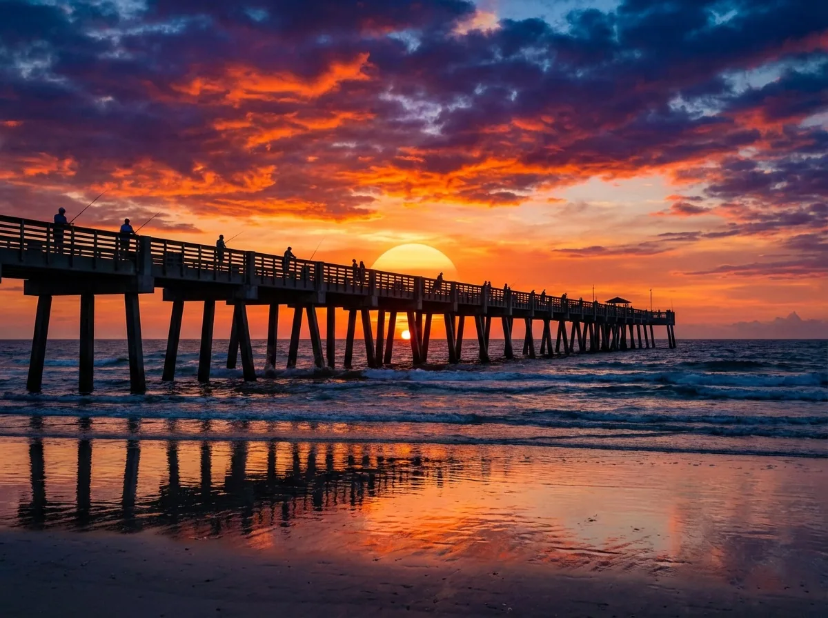 Jacksonville Beach pier at sunrise — things to do near St Johns Town Center