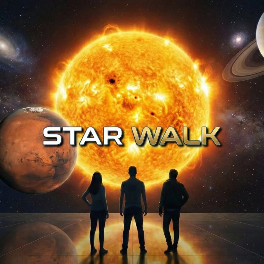 Star Walk AR experience — guests standing before the cosmos at Mind Bender Jacksonville Beach