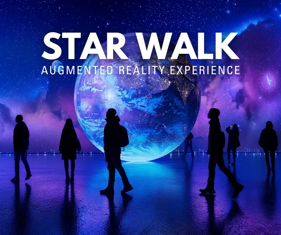 Star Walk AR experience showing Earth floating in the room at Mind Bender AR Jacksonville Beach
